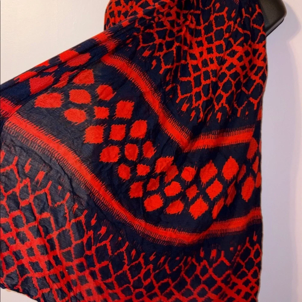 Stella & Dot Navy and Red Boho Large Scarf Shawl Coverup Dress